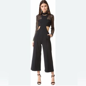 Self-Portrait Black Cutout Jumpsuit with Lace Detail